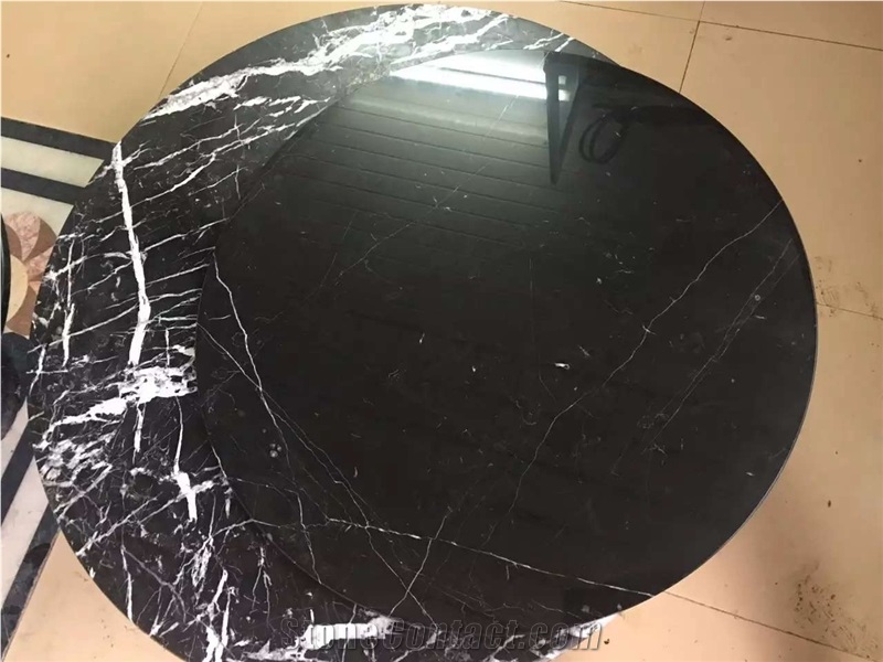 Black Marquina Marble Solid Surface Table Tops for Meeting Work Tops