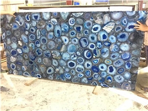Blue Agate Slab & Tiles,Luxury Interior Background Decorate Tiles.Blue Agate for Shop and Lounge Wall Decoration,Blue Semiprecious Stone
