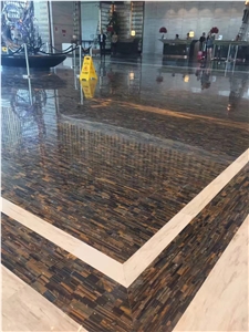 Brown Tiger Eye Semiprecious Stone Gemstone Tile for Flooring
