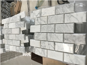 Carrara Cd Marble Beveled Bricks Subway Mosaic Tile for Wall
