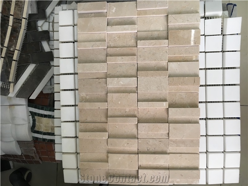 Carrara Cd Marble Beveled Bricks Subway Mosaic Tile for Wall