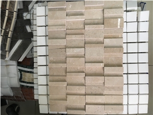Crema Marfil High-Low Bricks Mosaic Tiles for Wall Mosaic Tiles