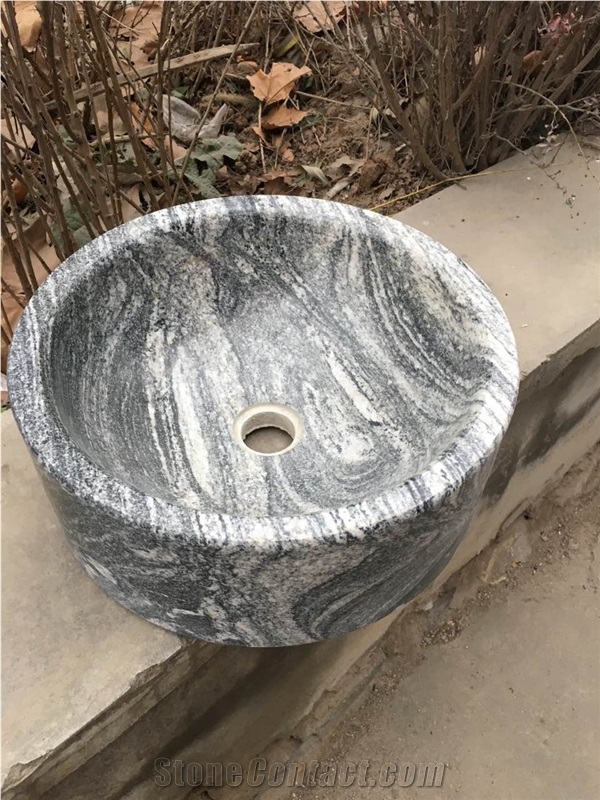 G302 Basin,China Grey Granite Sinks,Polished Round Bathroom Wash Basin