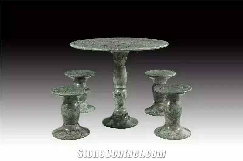 Green Onyx Round Table Top Table Set for Office Decor