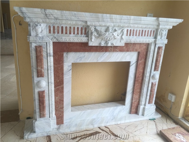 Grey Marble Fireplace Mantel Sculptured Marble Fireplace for Home