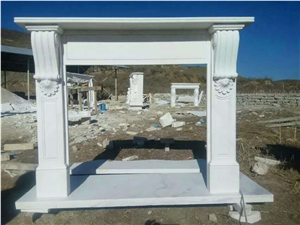 Natural Stone Handcarved Fireplace Royal White Marble Fireplance Mantel for Project