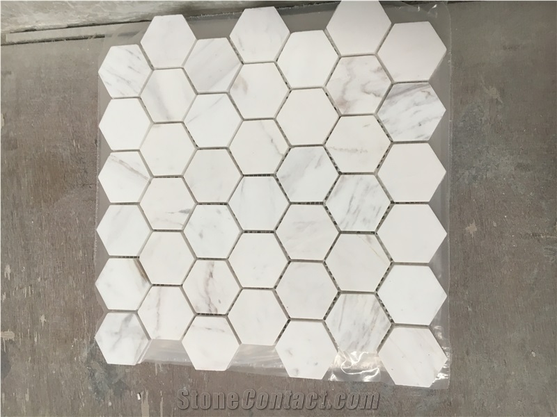 Volakas White Marble Hexagon Mosaic Tile for Wall Mosaic Tiles