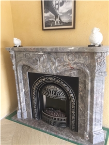 White Limestone Fireplace Handcarved Fireplace for Home Decor