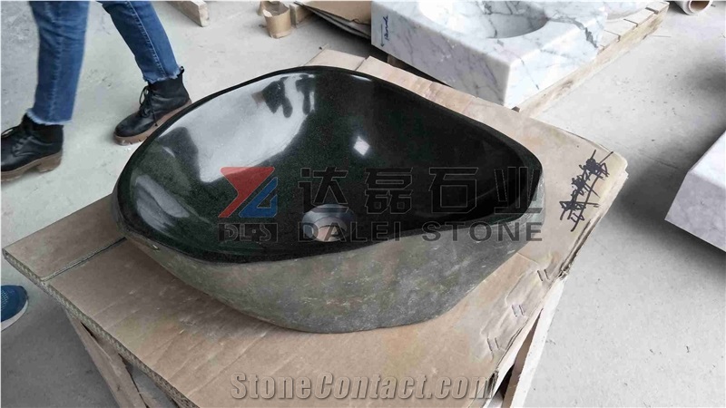 China Natural River Stone Wash Basin Sink,Irregular Shape with Inside Polished,Outsize Natura Stone Stone Bowl Sink,Luxary Decorative Sink Above Washroom Countertop