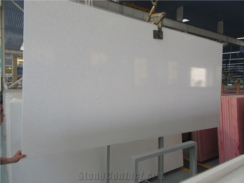 Crystal White Quartz Slabs/Tiles,China Artificial Stone,Silestone,Polished Grey Slabs