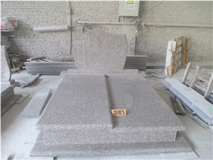 G664 Granite Monument & Tombstone, Pink Granite Gravestone,Misty Brown Tombstone ,Headstone with Cross Caving ,Double Style Monuments ,Brown Color Western Style ,High Polished Stone ,Single Style
