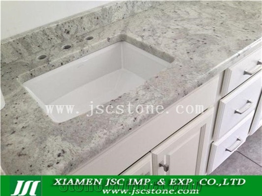 Andromeda White Granite Kitchen Countertops and Bathroom Vanity Tops