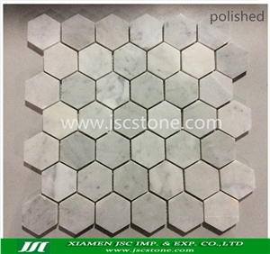 Carrara White Mosaic, Marble Hexagon Mosaic