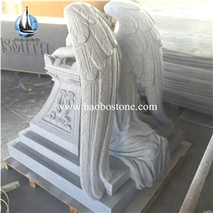 Cemetery G633 Grey Granite Angel Of Grief Monument