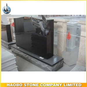 Cheap Upright Black Granite Headstone Simple Design
