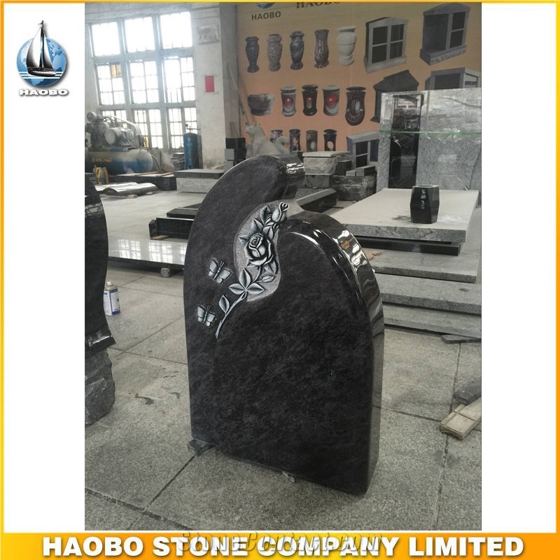 Haobo Wholesale Cheap Granite Carved Rose Headstone