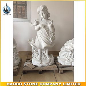Lovely White Marble Little Angel Statue