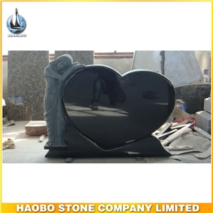 Popular Factory Price Black Granite Angel Heart Headstone