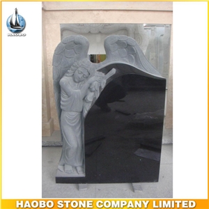 Shanxi Black Granite Angel Tombstone for Sale