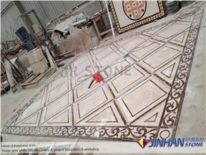 Bai Yulan Beige Marble Waterjet Medallion Used as Floor Carpet Covering Tiles