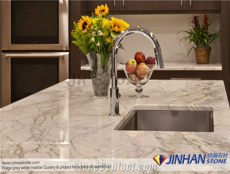 Bianco Carrara Statuario White Marble Kitchen Countertops