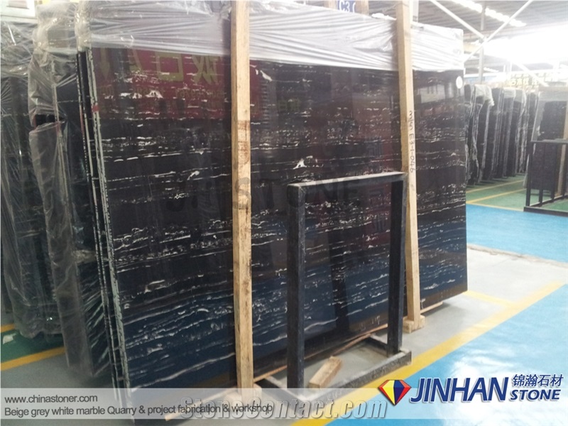China Black Marble Slabs, Silver Dragon Marble Slab, Black and White Marble Tiles and Slabs