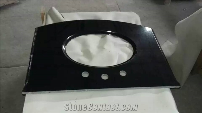 Shanxi Black Granite Precut Bathroon Vanity Tops, Absolute Black Granite Prefab Bathroom Countertops