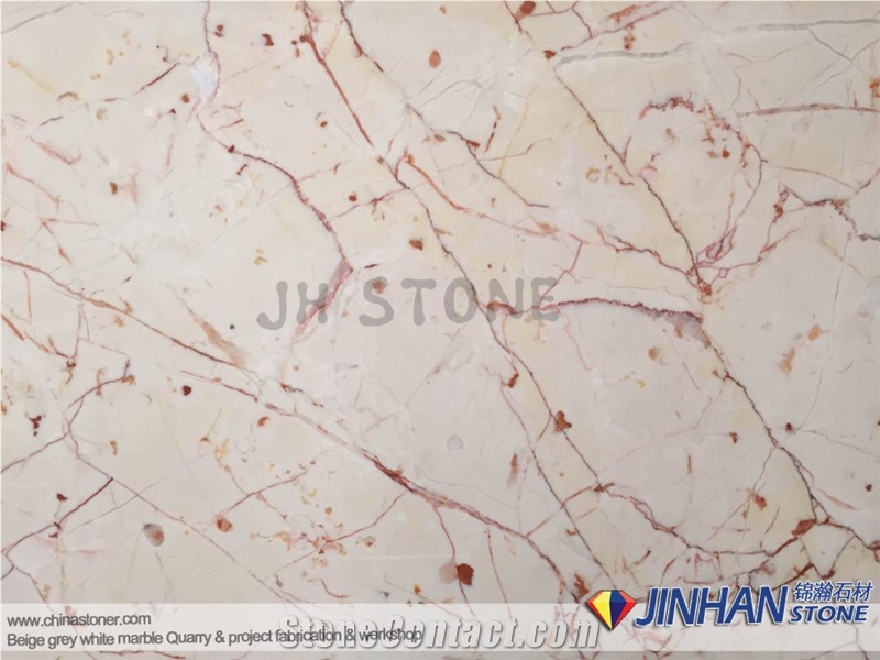 Turkey Ivory Marble, Red Marble, White Marble, Turkey Ivory Red White Marble Tiles & Slabs Pattern Used for Exterior - Interior Wall and Floor Applications