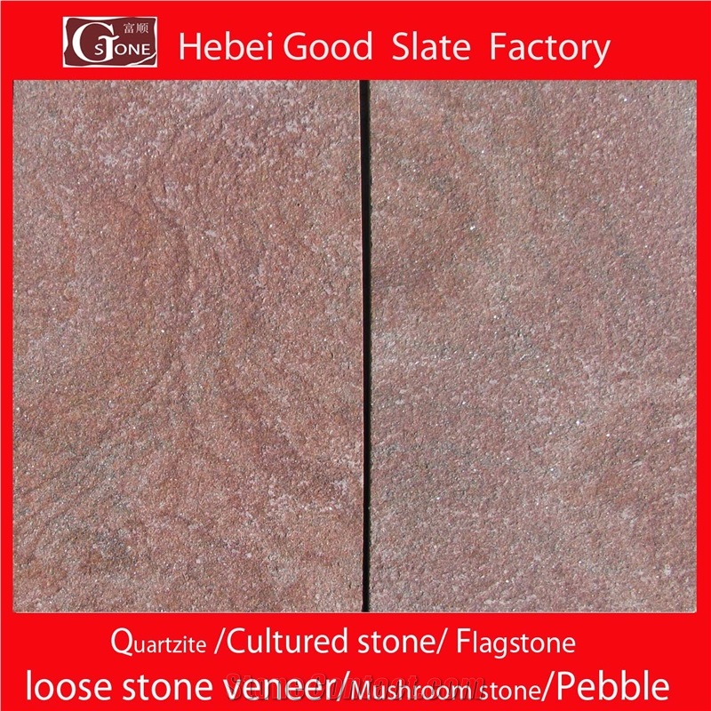 China Red Quartzite Flamed Surface Slabs & Tiles
