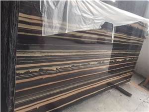 New Obama Wooden Marble, Golden Zebra Marble, Slabs or Tiles, Unique Marble, Balck Base with Golden Straight Veins, Nice Quality, Competitve Price.
