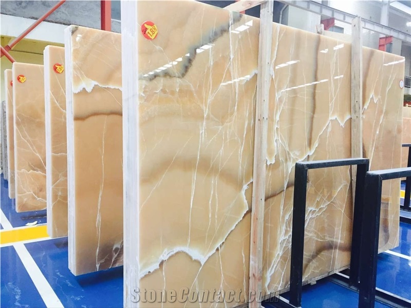 Peach Onyx, Yellow Onyx, Slabs or Tiles, Good Quality, Nice Price, for Wall, Floor, Decoration, Can Be Bookmatched