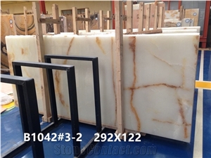 White Onyx with Golden Veins, Slabs or Tiles, for Wall, Floor, Stair Decoration, Also Suitable for Countertop, Vanitytop, Table Top, Etc.