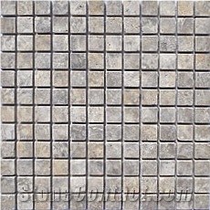 2.3x2.3 cm Travertine Mosaic Sheet,Square Mosaic Polished Turkey