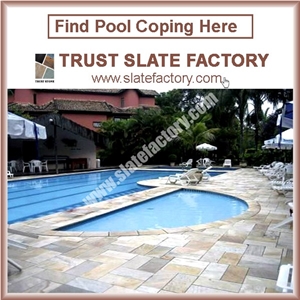 Gold Beige Pool Pavers and Coping,Golden Quartzite Swimming Pool Surrounds Paving,Beige Quartzite Pool Deck Pavers