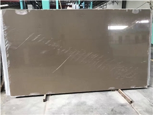 Coffee Brown Pure Color Quartz Stone Slab Size 3200*1600 or 3000*1400 with Bright Surface,Easy Wipe,Easy Clean
