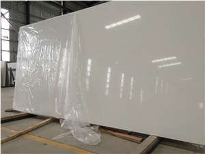 Pure White Quartz Stone Slab Solid Surfaces with High Gloss and Hardness