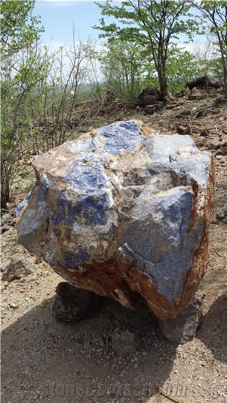 Blue Sodalite Semiprecious Stone Blocks, Rough Material Blue Stone from  China