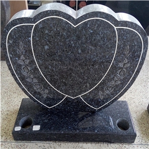 Blue Pearl Tombstone, Norway Blue Granite Heart Monuments