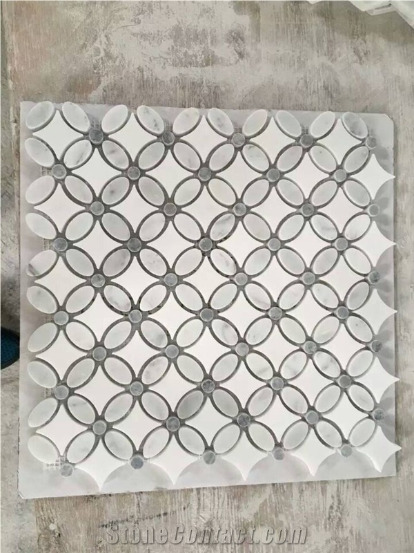 Beautiful Design Flower Marble Mosaic Tile on Mesh
