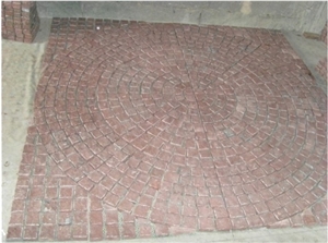 Outdoor Red Round Paving Stone, Red Granite Cube Stone & Pavers