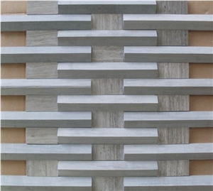 Popular China Grey Wood Marble Strips Mosaic for Sale