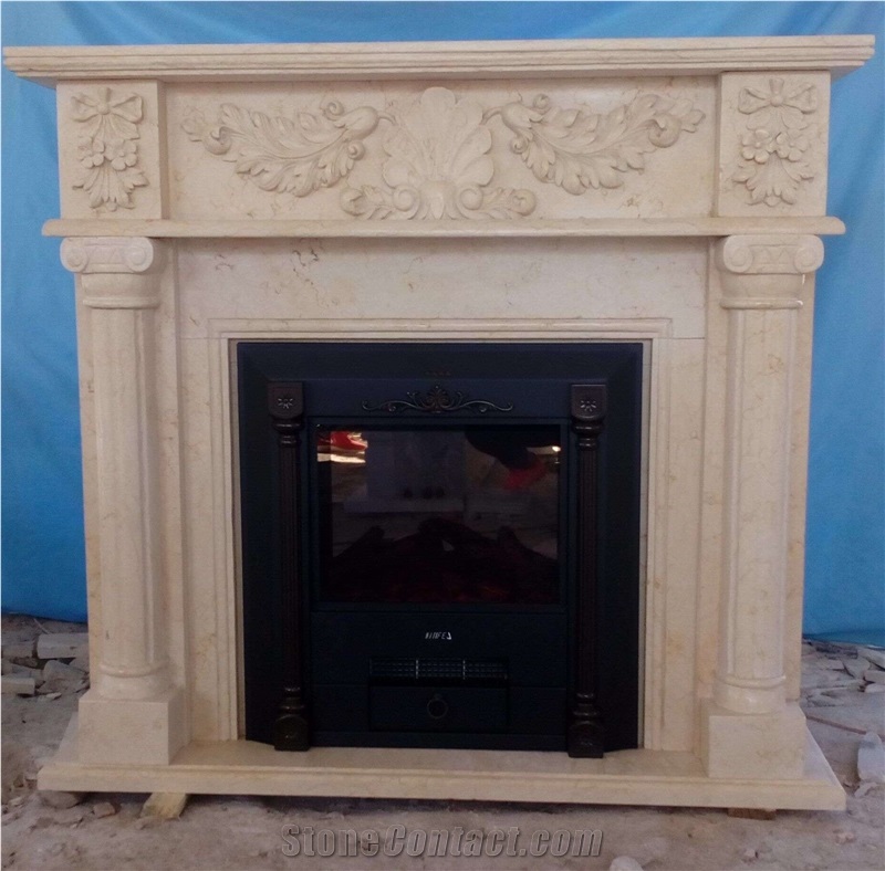 Beige Marble Fireplace Mantel,Sunny Beige Marble Fireplace Surround