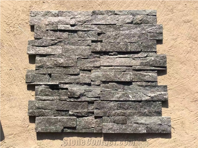 Black Quartzite Ledge Stone Wall Cladding, China Black Quartzite Wall Cladding