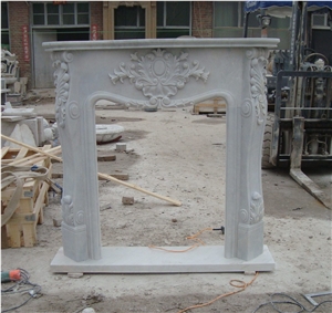 Carrara White Marble Fireplace,Flower Handcarved Fireplace Mantel
