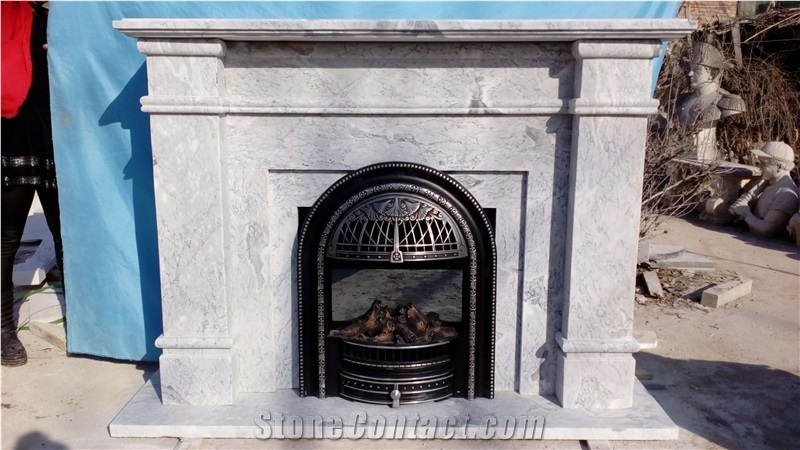 Carrara White Marble Fireplace Mantel