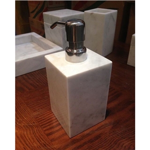 Carrara White Marble Shampoo Bottle,Pump Soap Dispenser