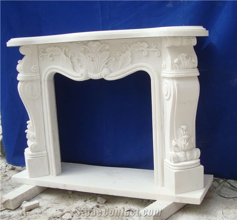 Classic Style White Marble Fireplace Surround,Sculptured Fireplace Mantel