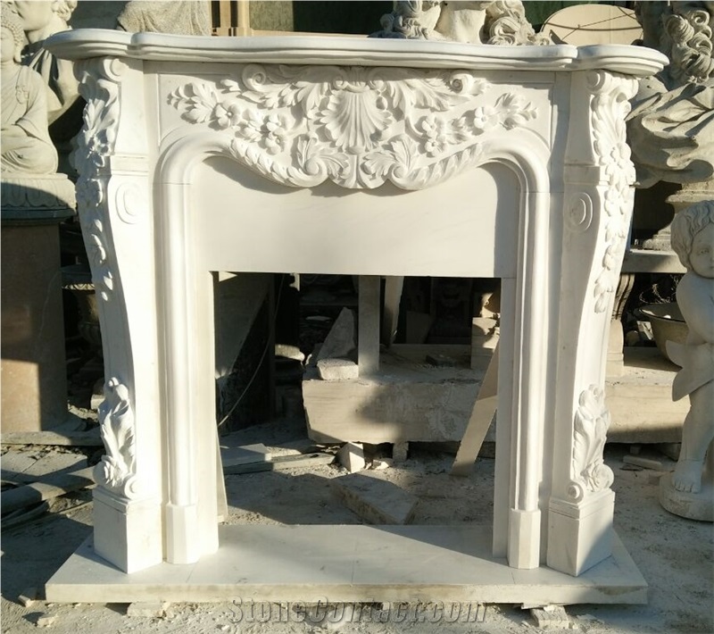 Handcarved Fireplace, Traditional Style Fireplace,Sculptured Fireplace