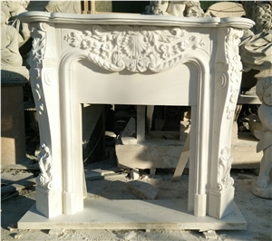 Handcarved Fireplace, Traditional Style Fireplace,Sculptured Fireplace