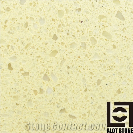 Light Yellow Nuts Quartz Stone Slabs, Solid Surface Engineered Stone